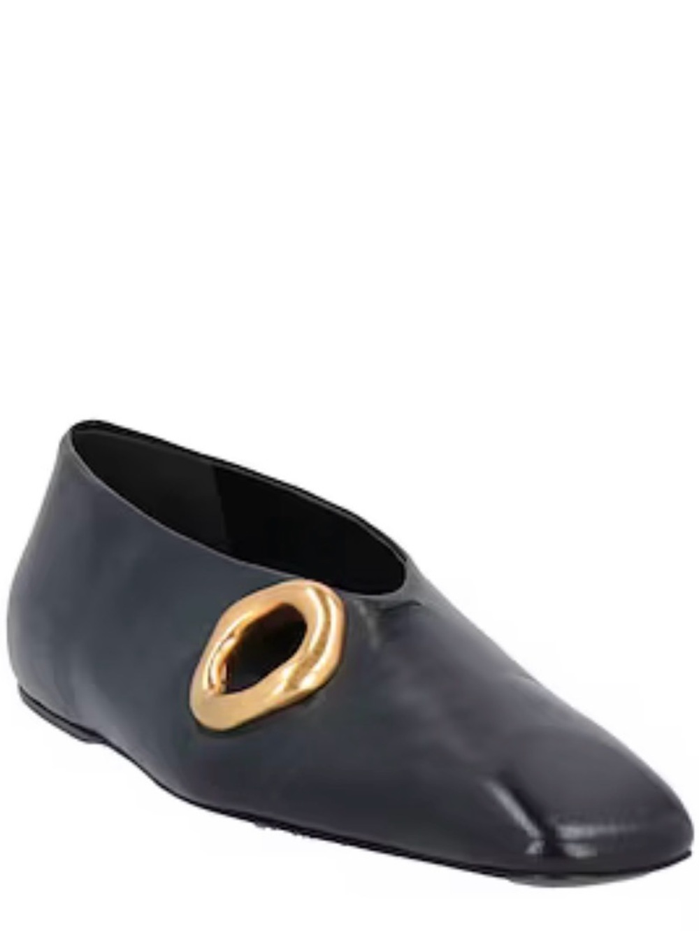 Jil Sander square toe black flats with gold cut out size 36.5